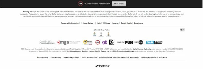 Betfair Security Information 