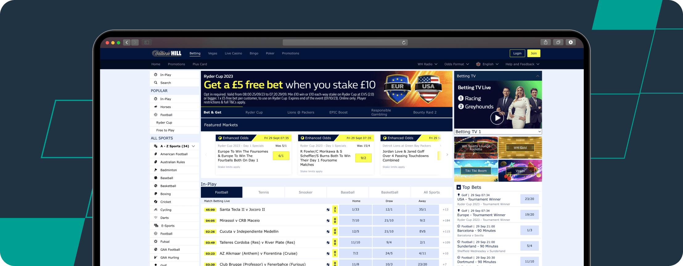 William Hill Homepage Screenshot