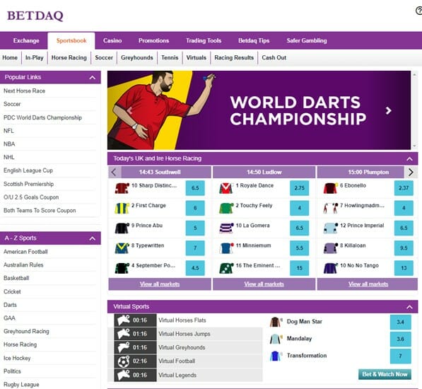 BETDAQ Pre-match Offer Screenshot