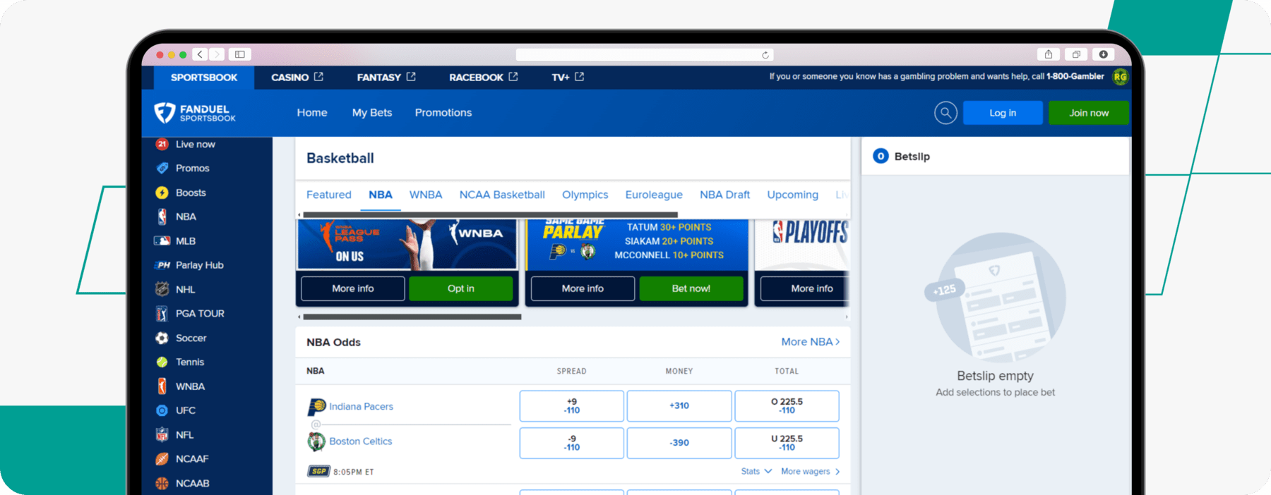 screenshot of fanduel odds shopping example 1 desktop