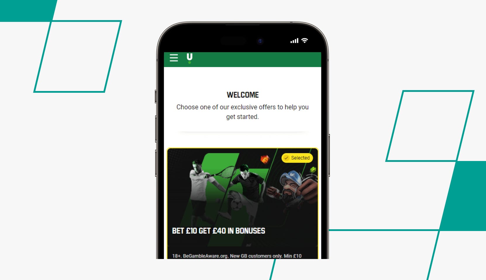 desktop Screenshot of Unibet Welcome Offer Selection Page